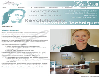 Lash Salon website home page