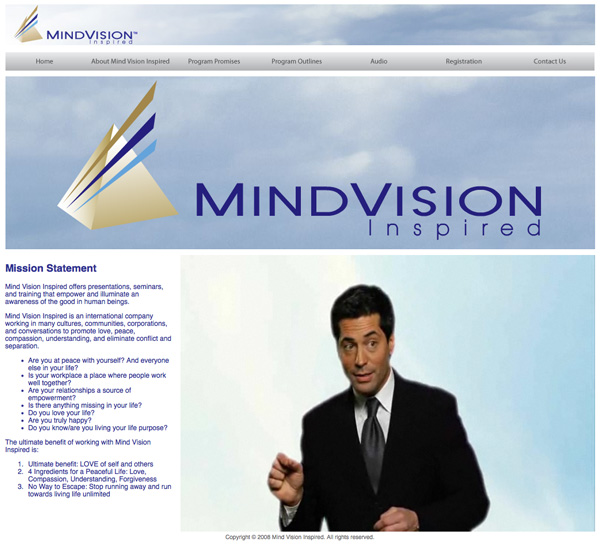 Mind Vision Inspired website home page
